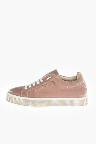 EST.1978 velvet HOTFIX low-top sneakers with rhinestone rubber