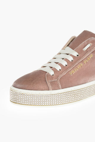 EST.1978 velvet HOTFIX low-top sneakers with rhinestone rubber