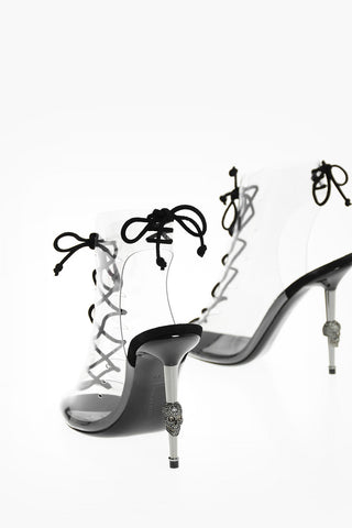 12cm pvc STATEMENT lace up sandals with leather details