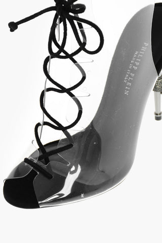 12cm pvc STATEMENT lace up sandals with leather details