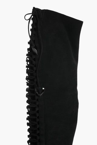 11cm suede leather ESTIA BASIC Peep Toe Over-the-knee boots