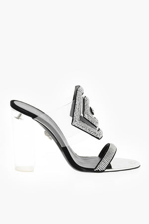 10.5cm leather mules with rhinestone embellishment