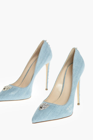 12cm denim GREEN RAY pumps with studs