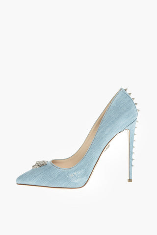 12cm denim GREEN RAY pumps with studs