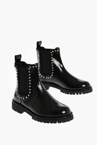 Patent leather LUXURY Chelsea boots with studs