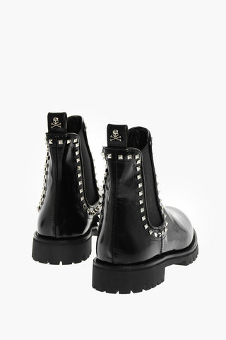 Patent leather LUXURY Chelsea boots with studs