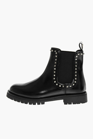 Patent leather LUXURY Chelsea boots with studs
