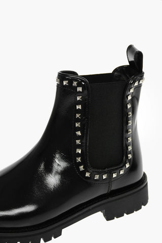 Patent leather LUXURY Chelsea boots with studs