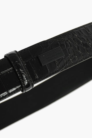EST.1978 40mm Crocodile Effect Leather KARIM belt with skull closure