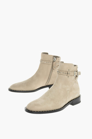 stivaletti in pelle scamosciata con zip laterale