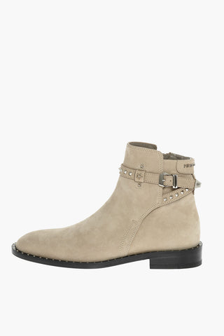 stivaletti in pelle scamosciata con zip laterale