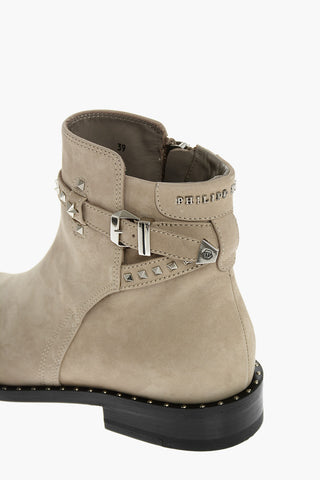 stivaletti in pelle scamosciata con zip laterale