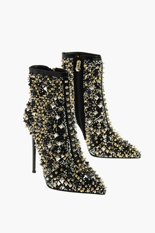 12,5cm all over studded leather CARRE' ankle boots with Stiletto Heel