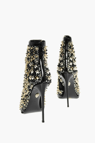 12,5cm all over studded leather CARRE' ankle boots with Stiletto Heel