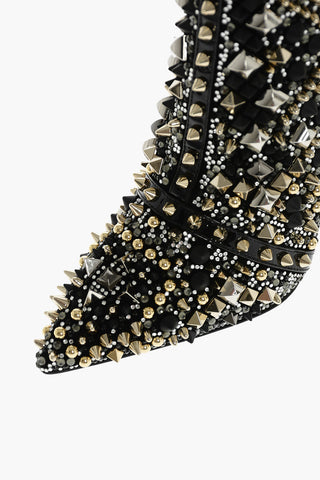 12,5cm all over studded leather CARRE' ankle boots with Stiletto Heel