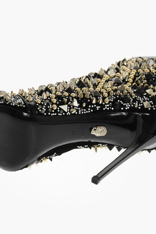 12,5cm all over studded leather CARRE' ankle boots with Stiletto Heel