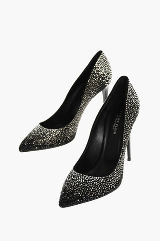 Décolleté in pelle con strass 11.5cm