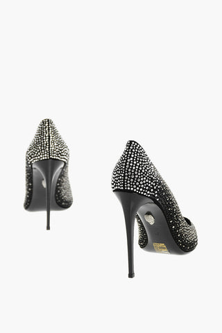 Décolleté in pelle con strass 11.5cm
