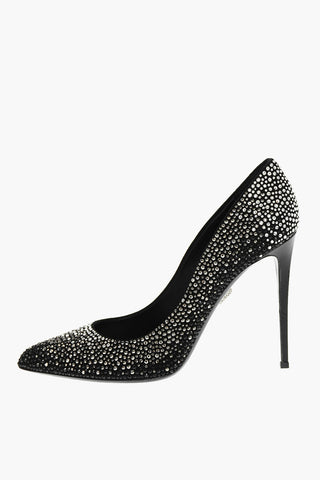 Décolleté in pelle con strass 11.5cm