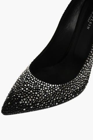 Décolleté in pelle con strass 11.5cm
