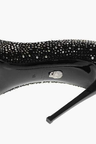 Décolleté in pelle con strass 11.5cm