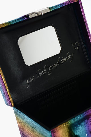 leather make up case with removable shoulder strap