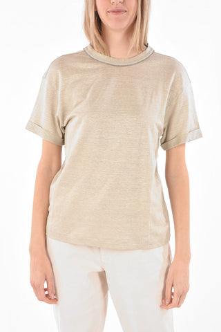 Linen Blend T-shirt with Lurex Details