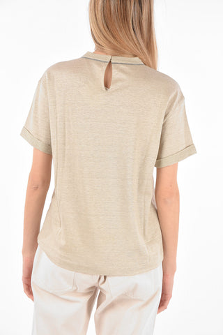 Linen Blend T-shirt with Lurex Details