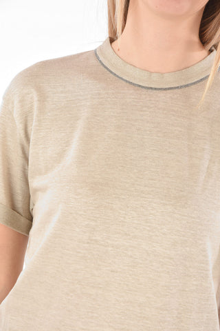 Linen Blend T-shirt with Lurex Details