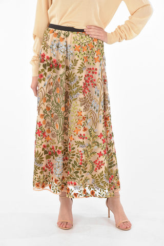 Embroidered Mesh Maxi Skirt
