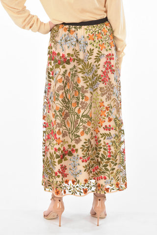 Embroidered Mesh Maxi Skirt