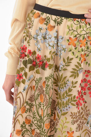 Embroidered Mesh Maxi Skirt
