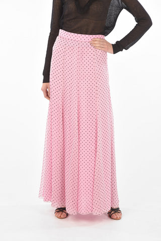 Side Zipped Polka Dot Maxi Skirt