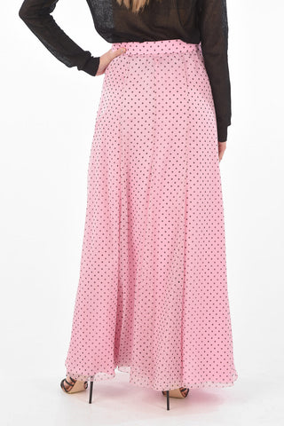 Side Zipped Polka Dot Maxi Skirt