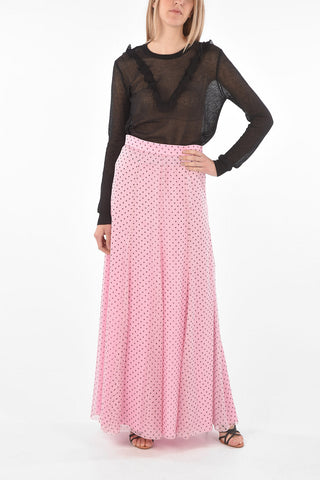 Side Zipped Polka Dot Maxi Skirt