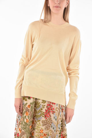Crew Neck Side Split Cashmere Blend Sweater