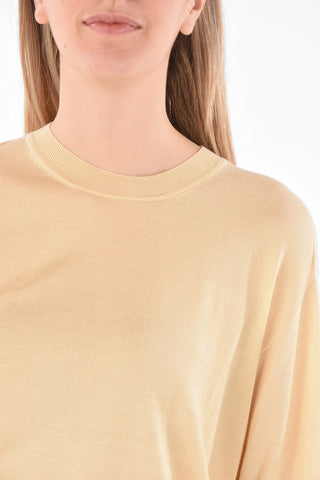 Crew Neck Side Split Cashmere Blend Sweater