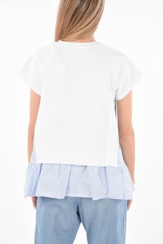 Short-sleeved Popeline Cotton Insert Sweatshirt