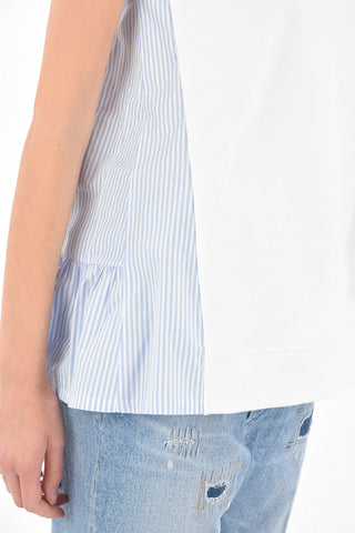Short-sleeved Popeline Cotton Insert Sweatshirt