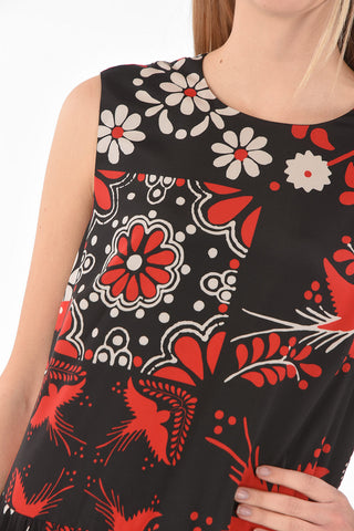 Pleated Skirt Floral Patterned Maxi Dress