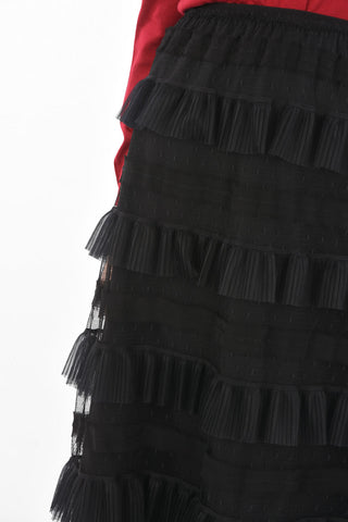 Flounced Tulle Midi Skirt