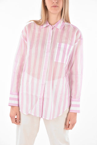 Camicia in Organza a Righe Awning con Taschino