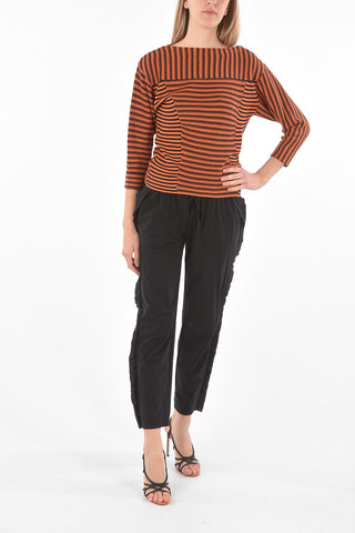 Boat Neck 3/4-Sleeved Two Tone Sweater