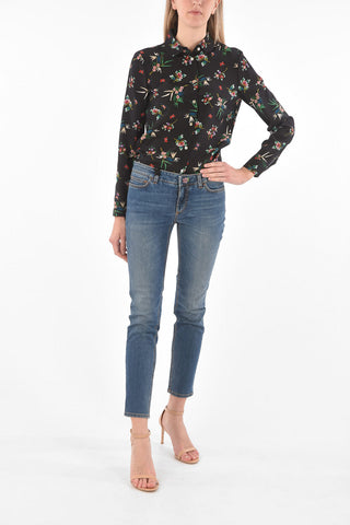PRETTY Jeans Slim Fit a Vita Bassa con Bottone Gioiello