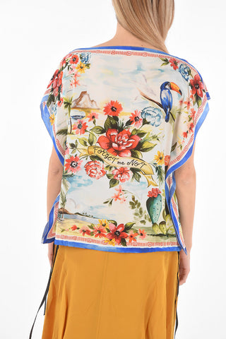 Floral Printed FORGET ME NOT Silk Top