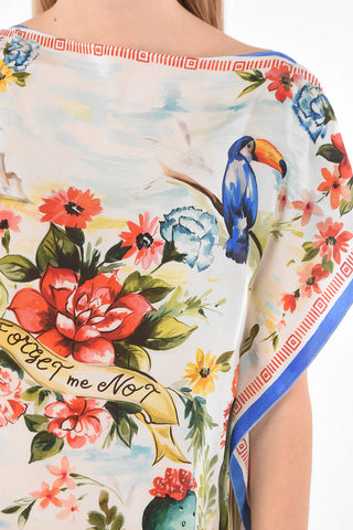 Floral Printed FORGET ME NOT Silk Top