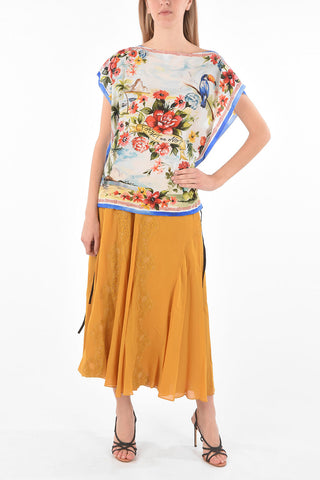 Floral Printed FORGET ME NOT Silk Top