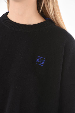 Embroidered Logo Wool Crop Pullover