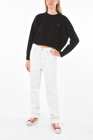 Embroidered Logo Wool Crop Pullover
