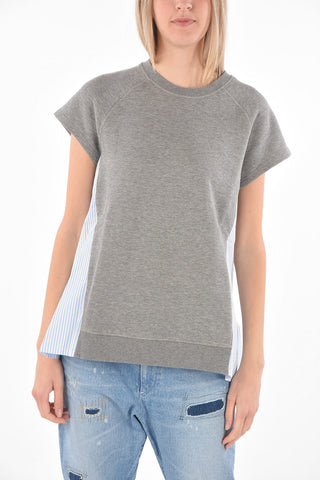 Short-sleeved Popeline Cotton Insert Sweatshirt